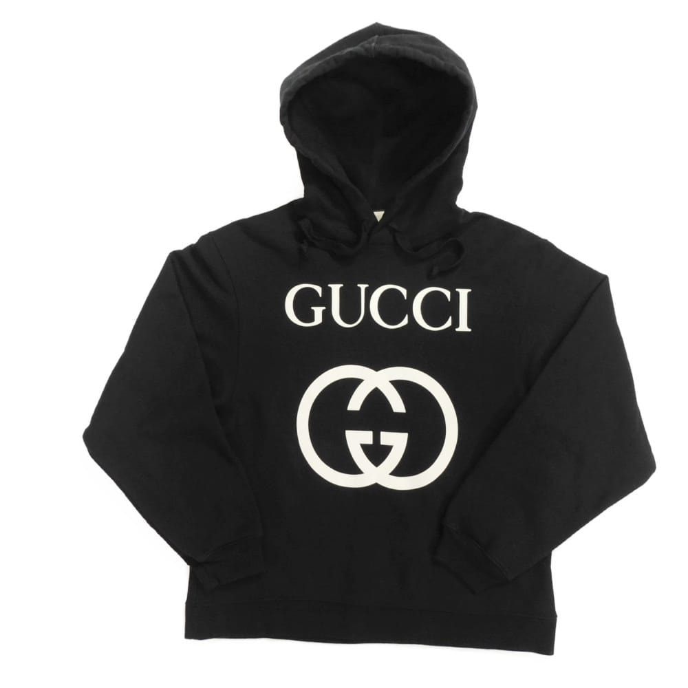 GUCCI グッチ インターロッキングG ロゴ フーディ M ホワイト スウェット プルオーバー GG コットン ブラック パーカー 475374 X3Q25 1289