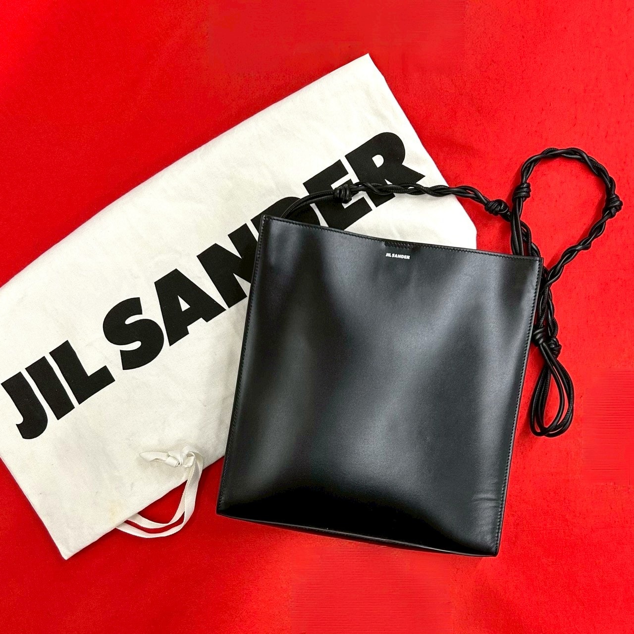 JIL SANDER ジルサンダー タングル ミディアム レザー ショルダーバッグ ブラック
78849