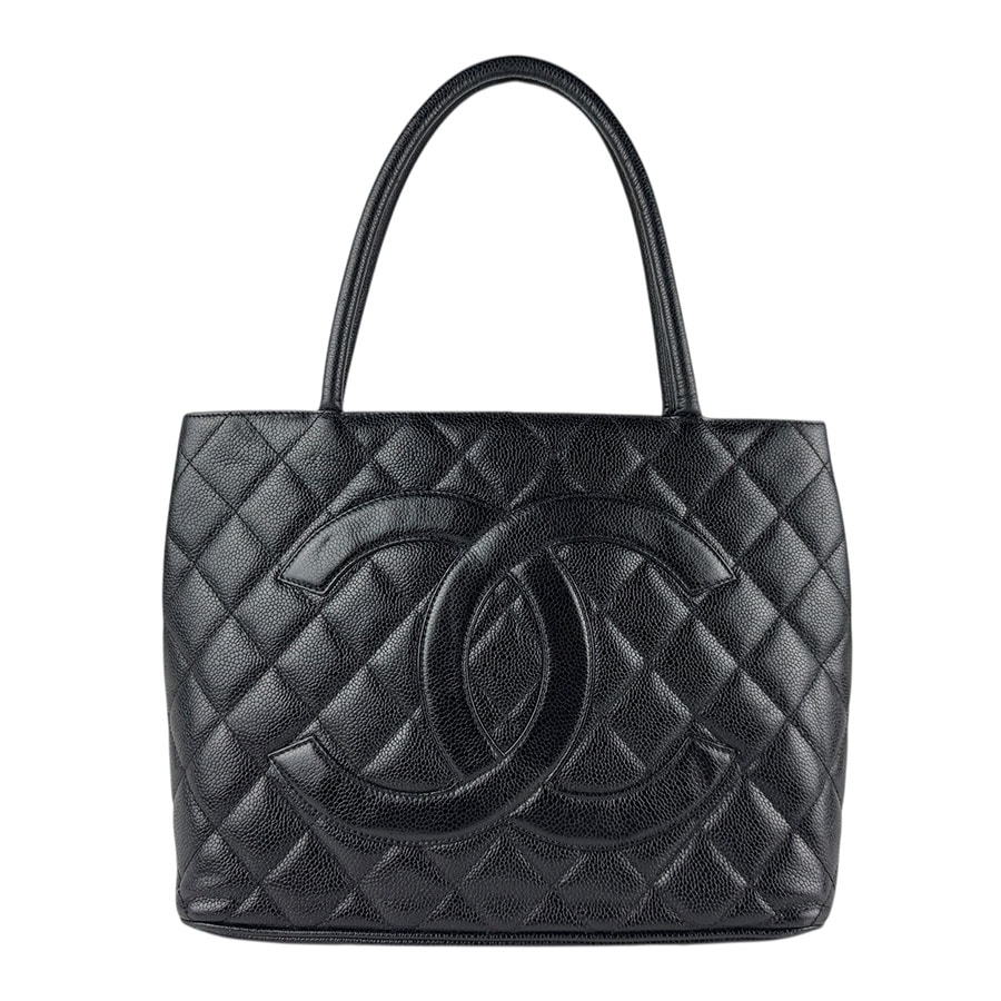 シャネル CHANEL ショルダーバッグ 復刻トート キャビアスキンレザー ブラック レディース【中古】 z7649