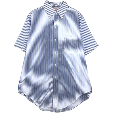 古着 80~90年代 ブルックスブラザーズ Brooks Brothers MAKERS 6ボタン 半袖 ボタンダウン ストライプシャツ USA製 メンズL相当 ヴィンテージ/eaa660599