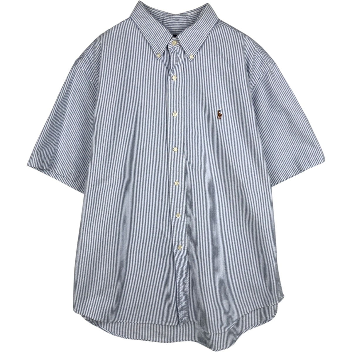古着 ラルフローレン Ralph Lauren CLASSIC FIT クラシックフィット 半袖 ボタンダウン ストライプシャツ メンズXL相当/eaa633149