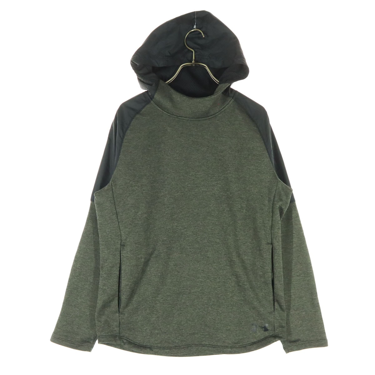 美品 UNDER ARMOUR アンダーアーマー ワンポイントロゴ 長袖 スウェットパーカー SM ダークグレー