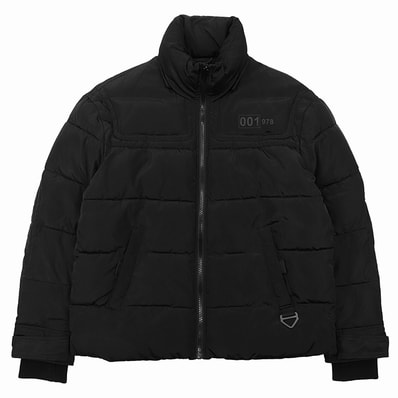 【SALE】DIESEL ディーゼル ダウンジャケット サイズ L メンズ スタンドカラー リブ袖 ボリュームジャケット アウター ブラック 黒 ネオングリーン