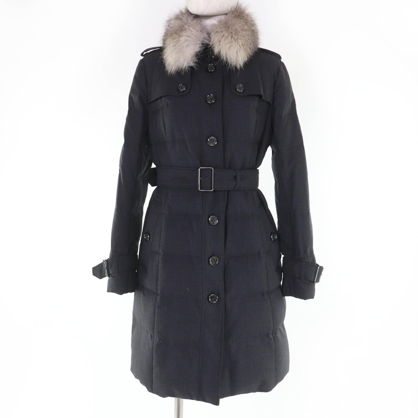 美品 バーバリーロンドン ダウンコート ダークグレー レディース 42