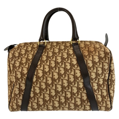 美品 Christian Dior クリスチャンディオール ヴィンテージ トロッター ブラウン ゴールド金具 キャンバス ハンドバッグ ボストンバッグ 604294 【中古】