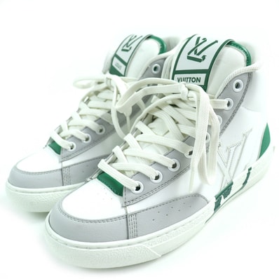 極美品 ルイヴィトン
ハイカットスニーカー ホワイト グリーン グレー レディース 35