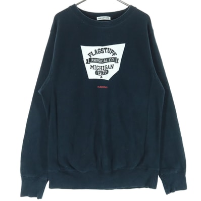 FLAGSTUFF フラグスタフ 裏起毛 プリント 長袖 スウェット M ブラック