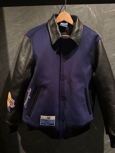 WIND AND SEA x NBA Leather Melton Jacket (Losangeles Lakers) "LAL"