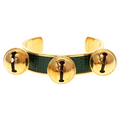 エルメス メタル リザード ゴールド グリーン バングル