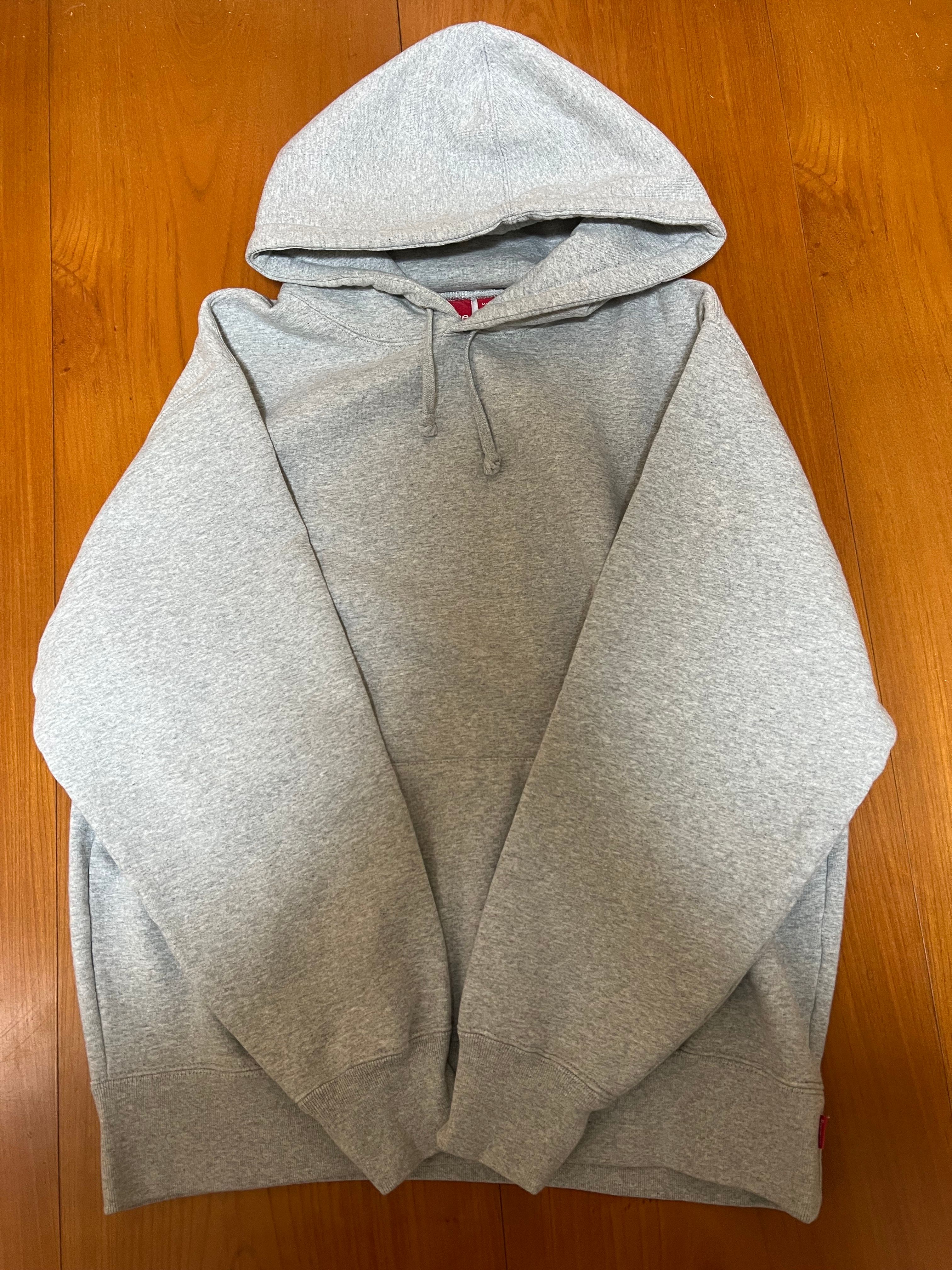 Supreme Satin Applique Hooded Sweatshirt "Heather Grey"