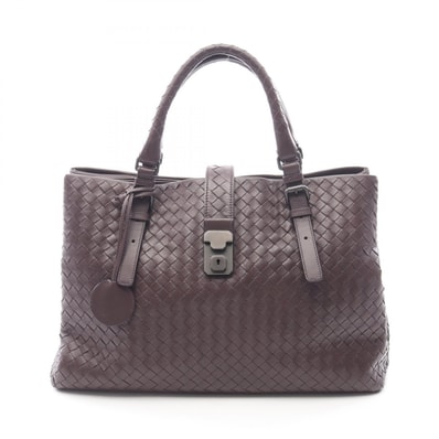 ボッテガヴェネタ BOTTEGA VENETA イントレチャート ローマバッグ ミディアム ハンドバッグ バッグ レザー レディース ブラウン系 【中古】