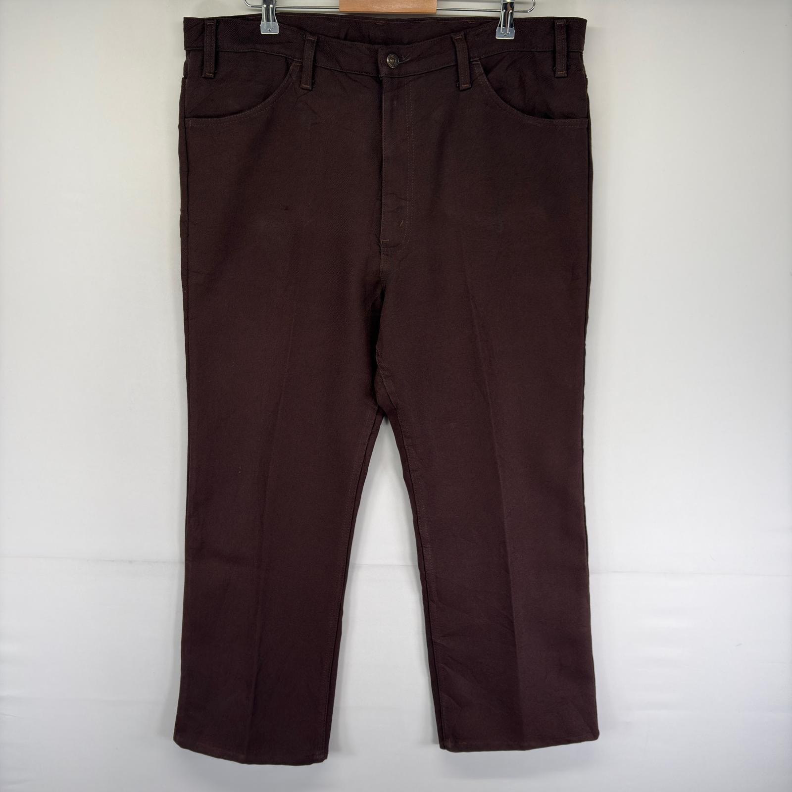 古着 リーバイス Levi's パンツ フレア センタープレス ジッパーフライ ポリエステルパン スコービルジッパー  ブラウン系 メンズ