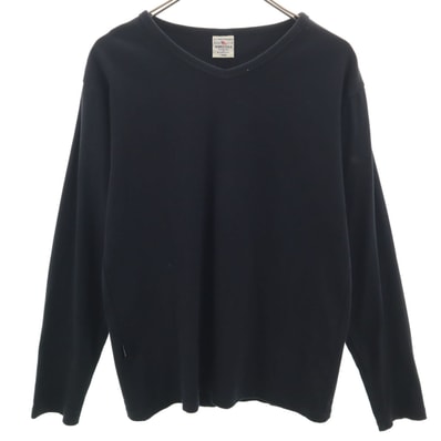 AVIREX アヴィレックス 長袖 Vネック Tシャツ L ブラック ロンT
