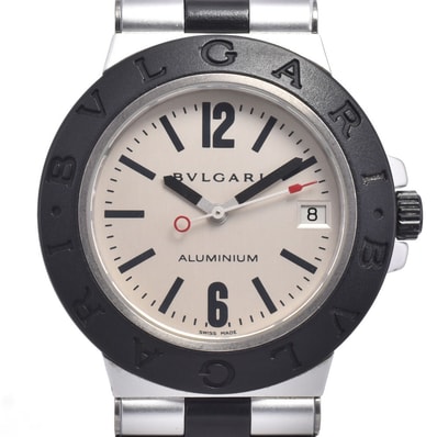 ベルト訳あり ブルガリ BVLGARI AL38TA アルミニウム デイト シルバー 自動巻き メンズ 腕時計 B#149456