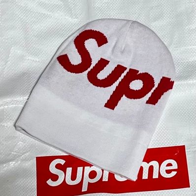 Supreme Big Logo Beanie "White"