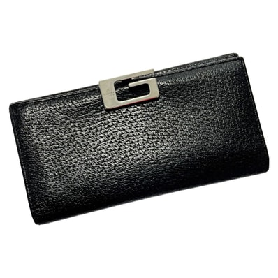 GUCCI グッチ 2つ折り長財布 035・1408・2097 ブラック ピグスキン レザー レディース シルバー金具