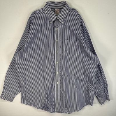 古着 ブルックスブラザーズ Brooks Brothers 長袖シャツ 胸ポケ TRADITIONAL FIT ボタンダウン XL ブルー系 ストライプ メンズ