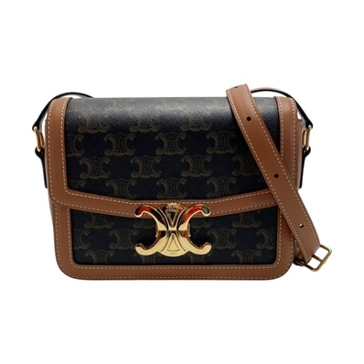 CELINE セリーヌ トリオンフ ショルダーバッグ 188882BZ4.04LU ブラウン PVCコーティングキャンバス × レザー