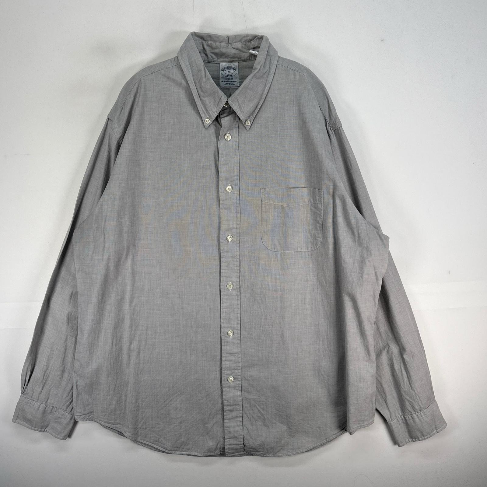 古着 ブルックスブラザーズ Brooks Brothers 長袖シャツ 胸ポケ ボタンダウン 1818 XL  グレー系 無地 メンズ