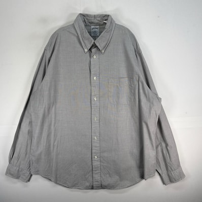 古着 ブルックスブラザーズ Brooks Brothers 長袖シャツ 胸ポケ ボタンダウン 1818 XL グレー系 無地 メンズ
