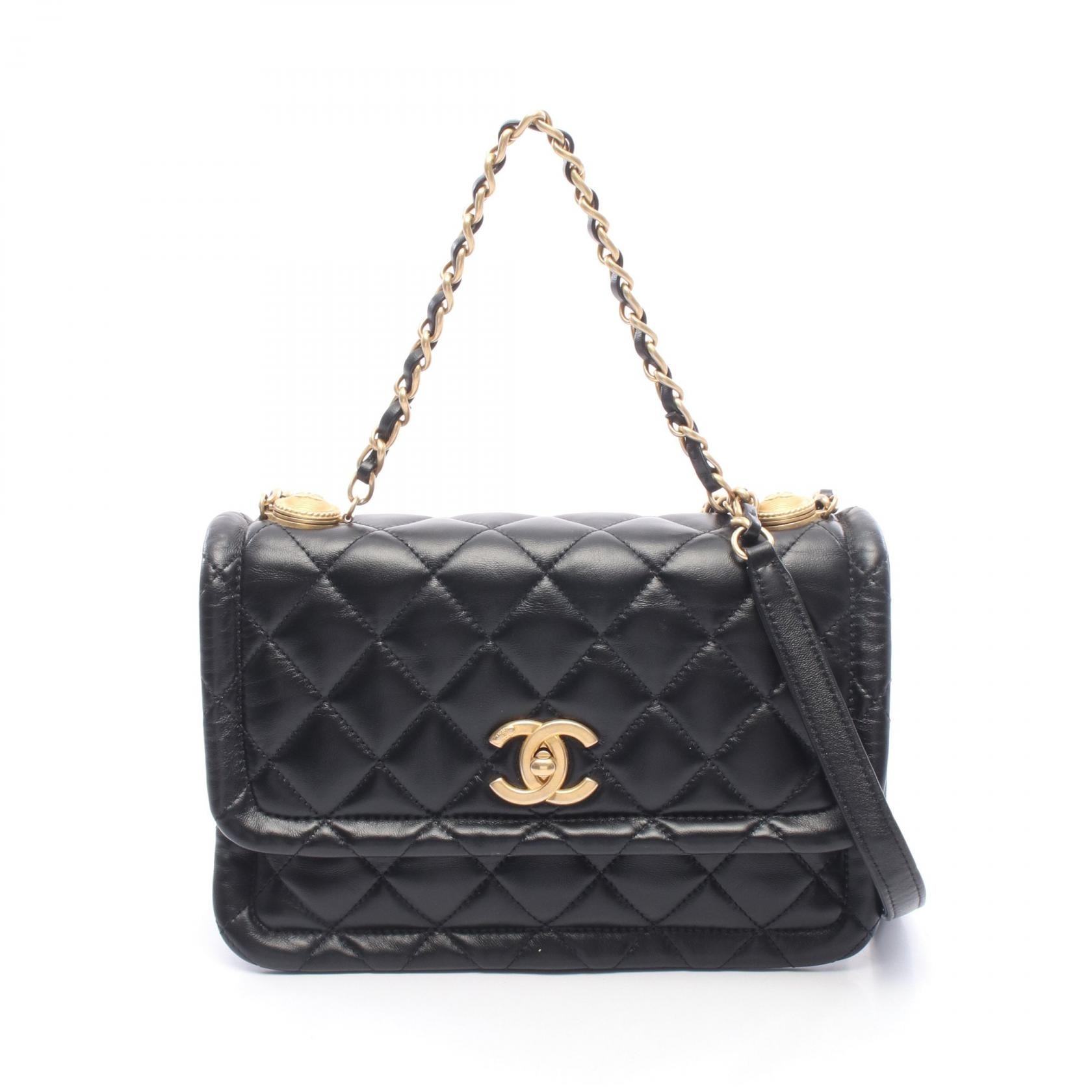 シャネル CHANEL マトラッセ ショルダーバッグ バッグ ラムスキン(羊革) レディース ブラック系 【中古】