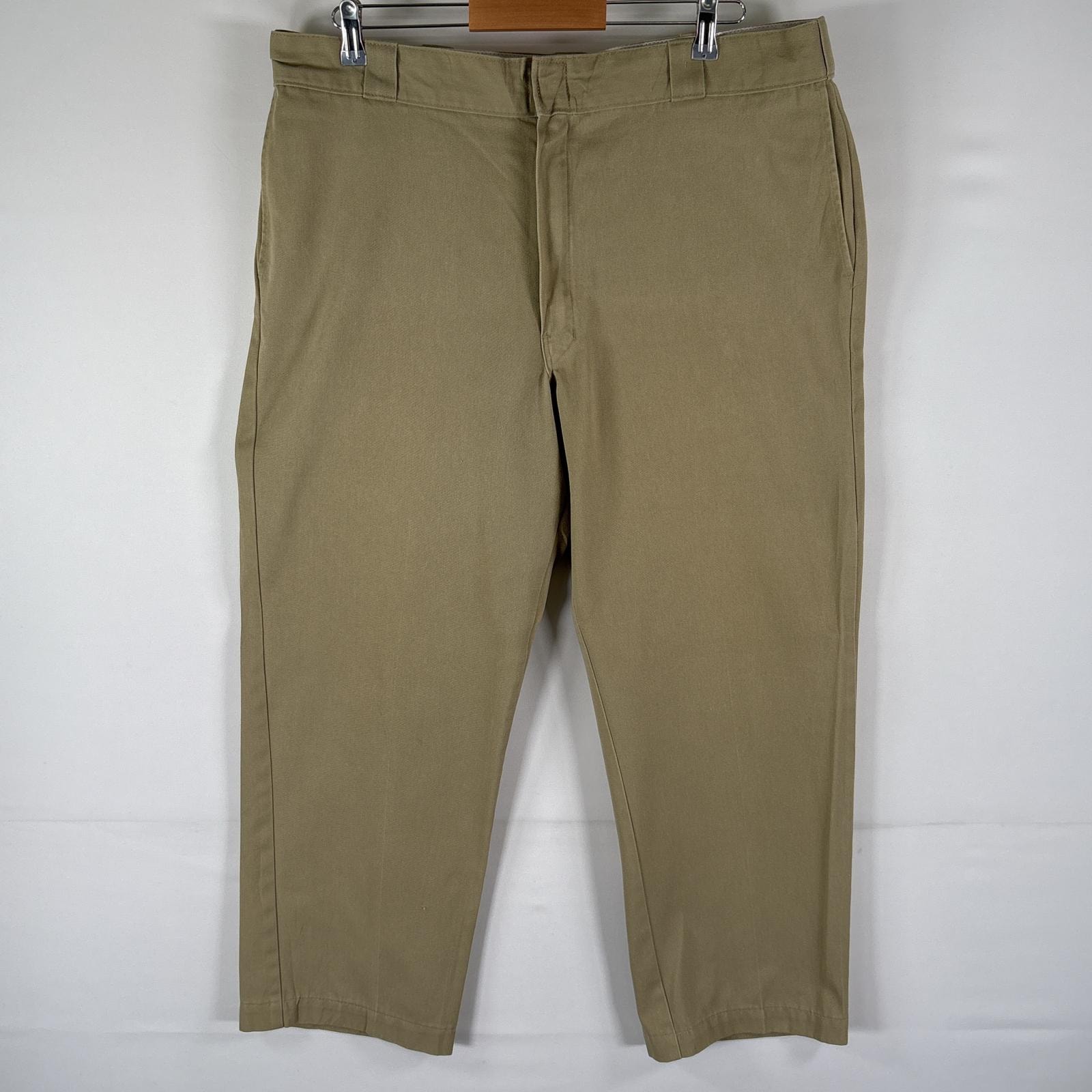 古着 ディッキーズ Dickies ワークパンツ 874 テーパード ジップ ワンポイントロゴ チノパン 作業着  ベージュ メンズ