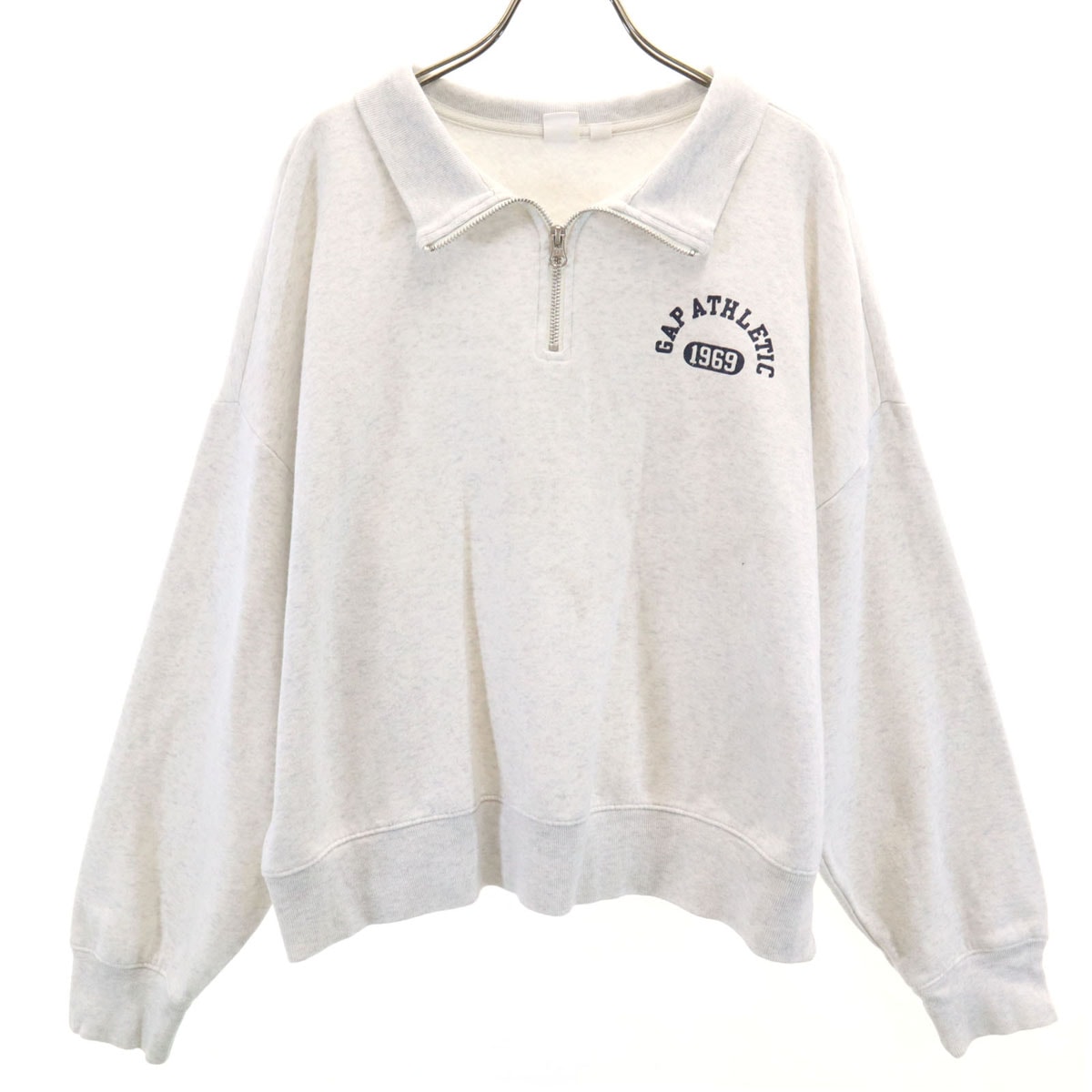 GAP ギャップ 長袖 ハーフジップ スウェット トレーナー M グレー 裏起毛
