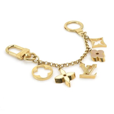 ルイ ヴィトン LOUIS VUITTON チャーム バッグ チャーム チェーン フルール ドゥ モノグラム メタル/エナメル ゴールド/ベージュ/オフホワイト レディース M65111【中古】 e61454j