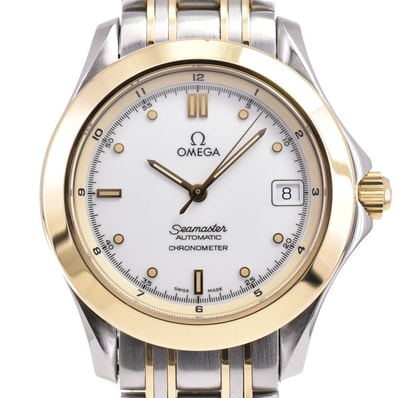 オメガ OMEGA 2301.20 シーマスター SS/K18YG ホワイト 自動巻き メンズ 良品 箱・保証書付き 腕時計 G#147393