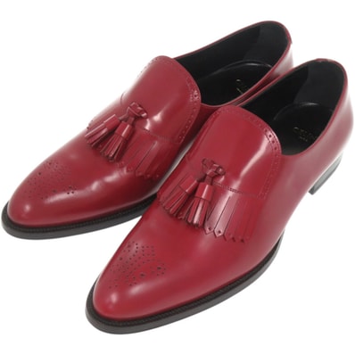 セリーヌ タッセル ローファー レザー レッド 靴その他
