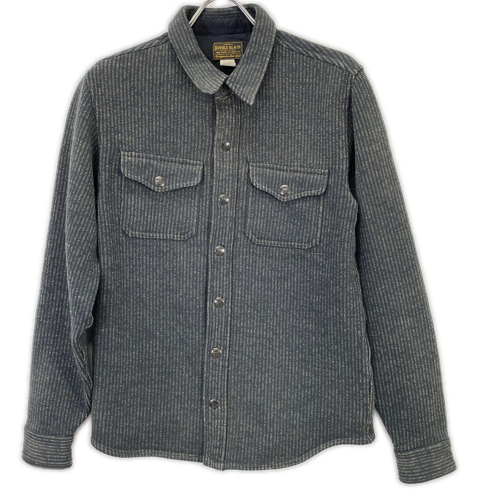 ダブルアールエル 782929520001 グレー ストライプ ビーチクロスシャツジャケット XS