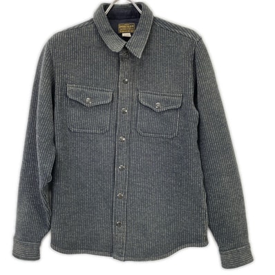 ダブルアールエル 782929520001 グレー ストライプ ビーチクロスシャツジャケット XS