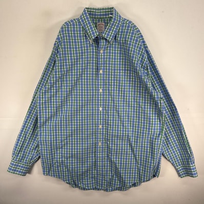 古着 ブルックスブラザーズ Brooks Brothers 長袖シャツ チェック 胸ポケ ボタンダウン L ブルー系 マルチカラー メンズ