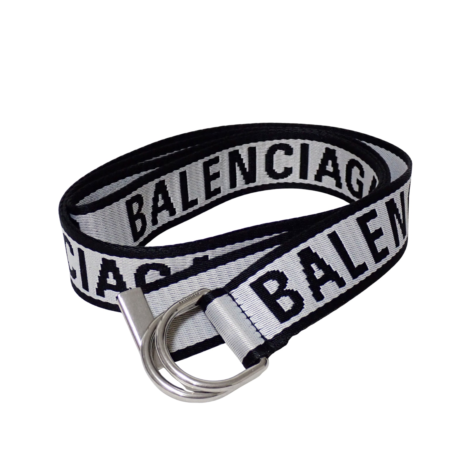 BALENCIAGA バレンシアガ  ロゴ ジャガード Dリングバックル  グレー ブラック  グレー  メンズ ベルト