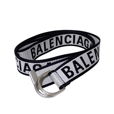 BALENCIAGA バレンシアガ ロゴ ジャガード Dリングバックル グレー ブラック グレー メンズ ベルト