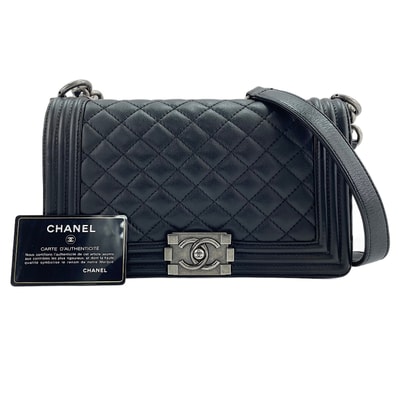 シャネル CHANEL ラムスキン ボーイシャネル ミディアム ショルダーバッグ【中古】
