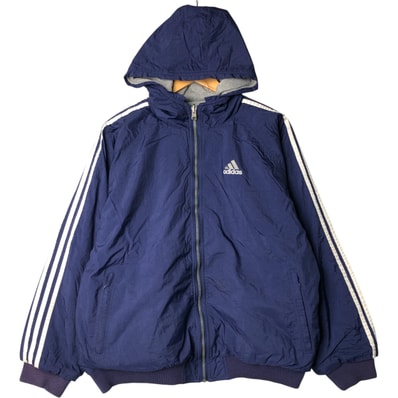 古着 90年代 アディダス adidas リバーシブル バックロゴ 中綿パーカー パファージャケット メンズL相当 ヴィンテージ/eaa582554