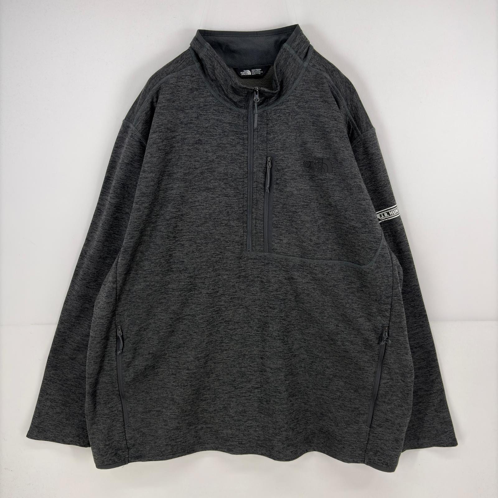 古着 ザ・ノースフェイス THE NORTH FACE ジャケット ハーフジップ フリースライナー 大きいサイズ ワンポイント 2XL  グレー メンズ