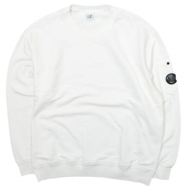 C.P.Company シーピーカンパニー DIAGONAL RAISED FLEECE LENS SWEATSHIRT レンズパッチ スウェット 16CMSS098A-110044G XL WHITE g28364