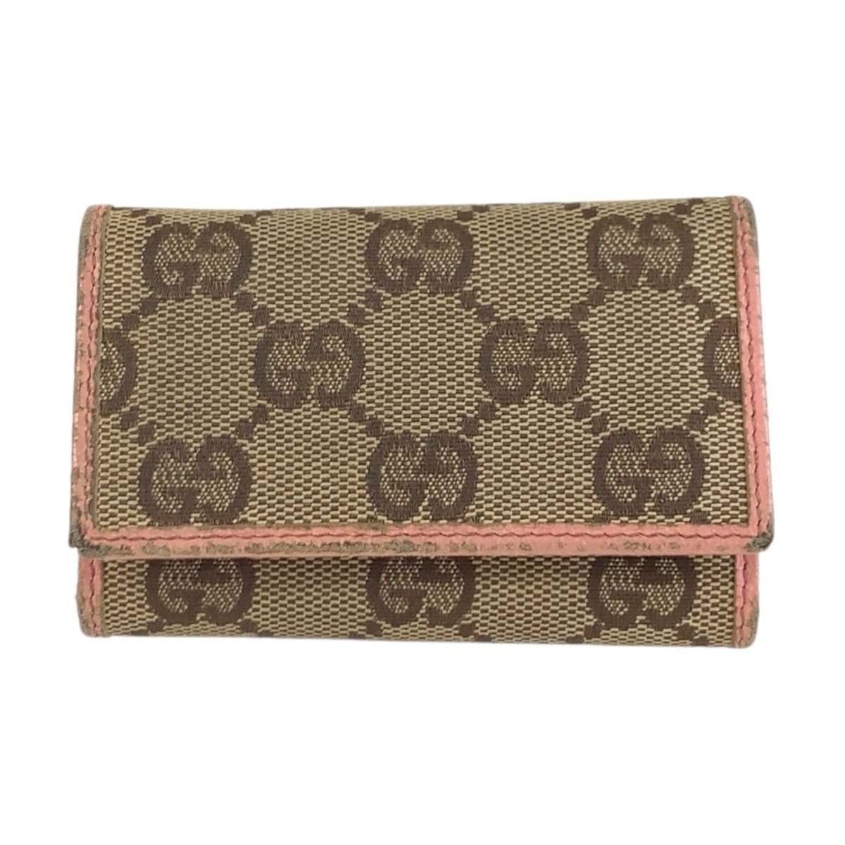 GUCCI グッチ ピンク ベージュ GGキャンバス レザー/ キーケース 6連 603559 【中古】
