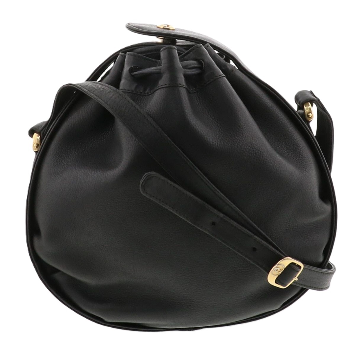 GUCCI グッチ オールドグッチ GG 巾着 ショルダー バッグ レザー ブラック レディース【中古】