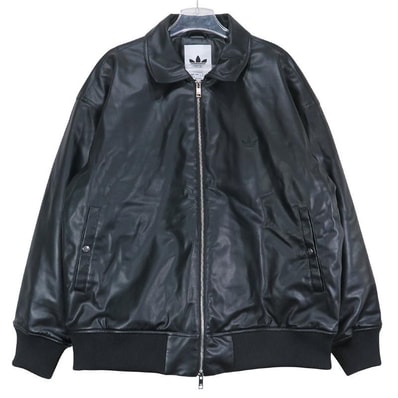 adidas Premium Essentials Pleather Bomber Jacket "Black"