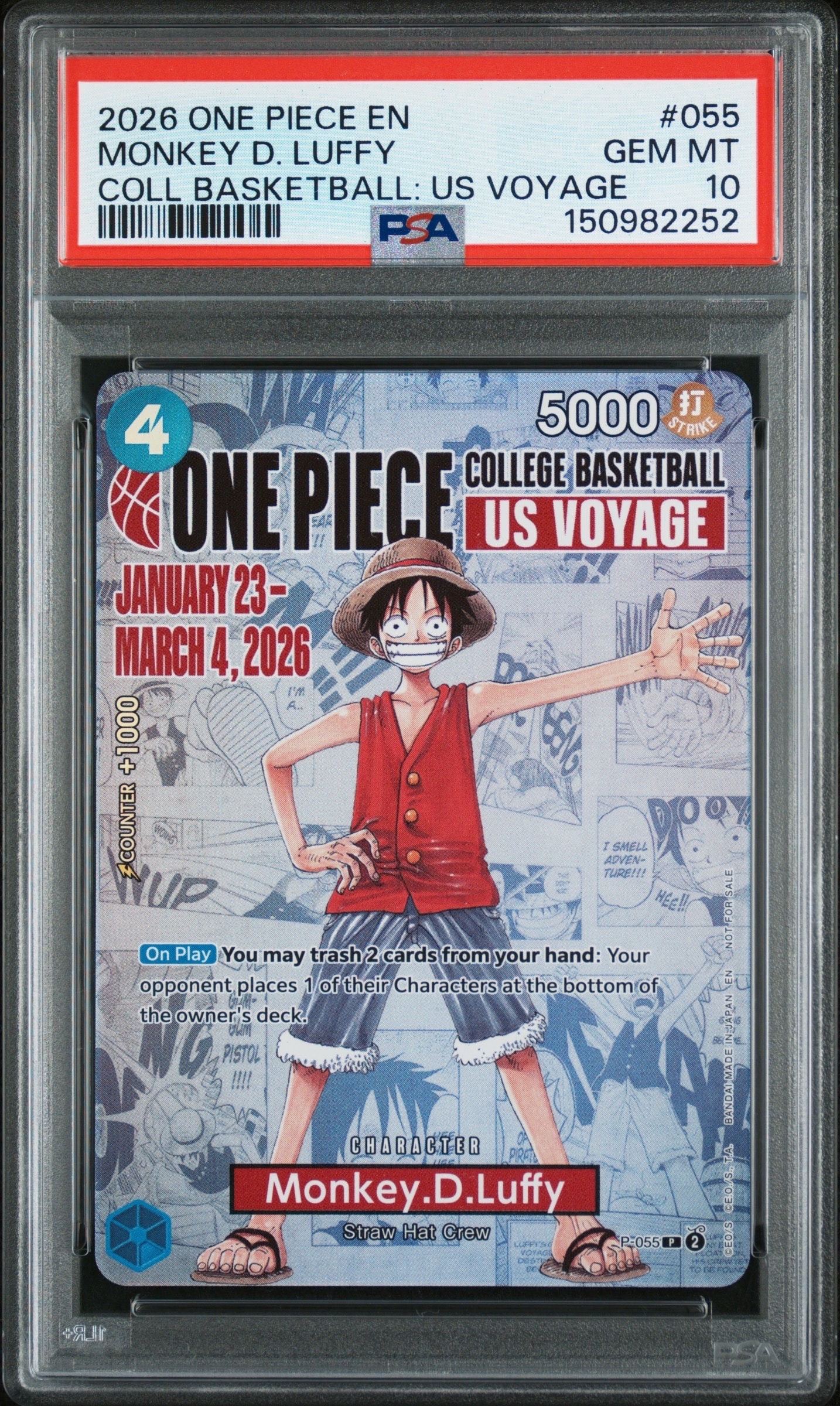 モンキー・D・ルフィ アメリカ大学バスケ限定プロモ 未開封品　バスケルフィ モンキー・D・ルフィ：P (未開封) [P-055]【英語版】(プロモーション