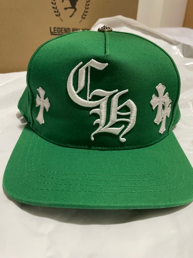 Chrome Hearts CH Hat Cross Patch Baseball Cap "Green/White"