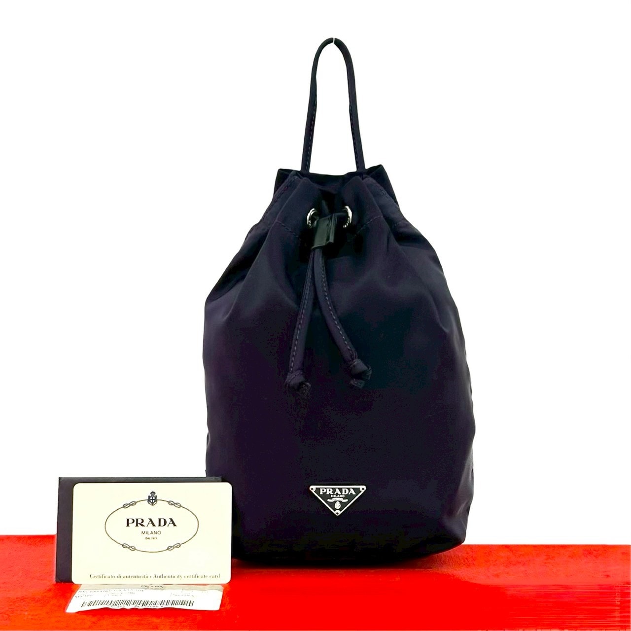 PRADA プラダ 三角ロゴ 金具 ナイロン ハンドバッグ パープル
 94745