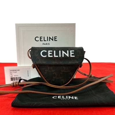CELINE セリーヌ トリオンフ トライアングル バッグ レザー PVC ショルダーバッグ ブラウン
05101