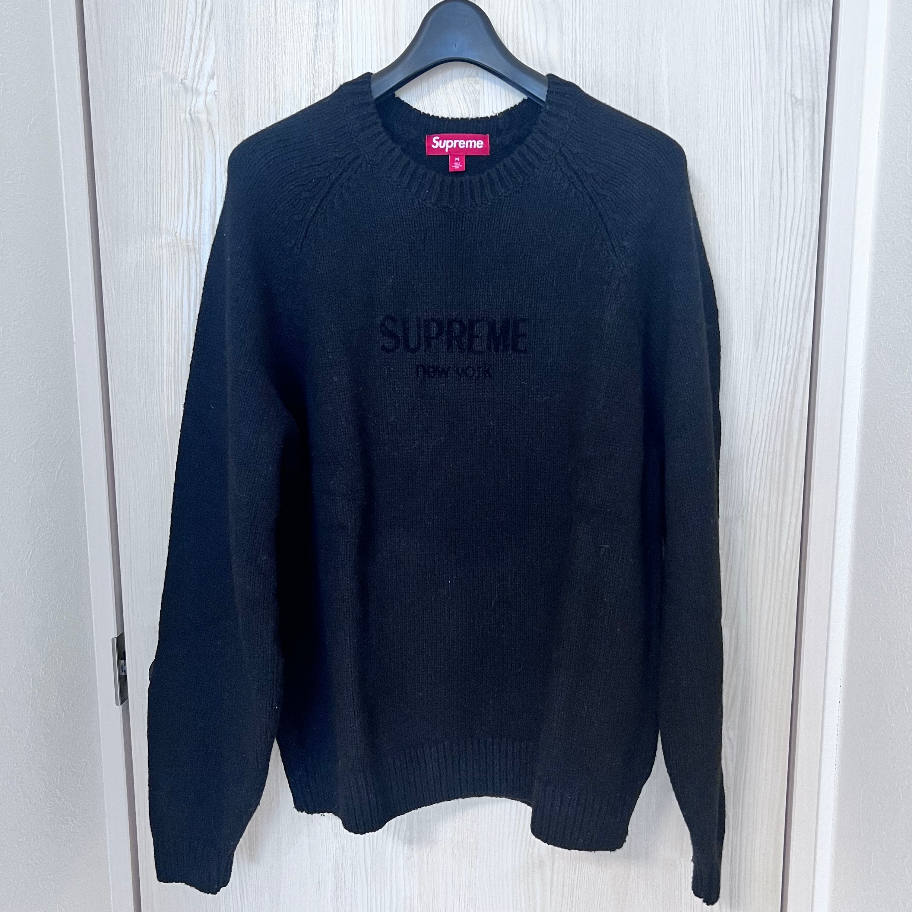 Supreme Flocked Logo Sweater "Black"