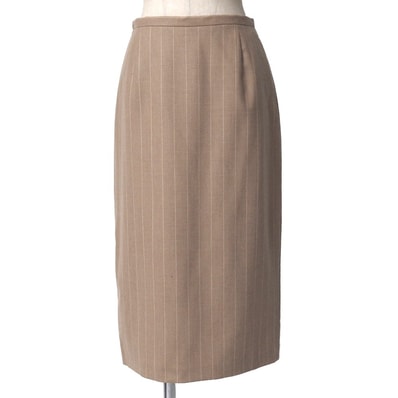 ■美品■MAX MARA マックスマーラ スカート サイズ36 ストライプ タック インバーテッドプリーツ ブランド古着【中古】20260316/RA8364