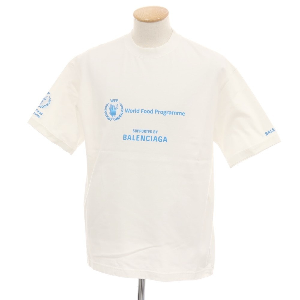 【中古】バレンシアガ BALENCIAGA World Food Programme コットン クルーネック 半袖Ｔシャツ ホワイト【サイズXS】【メンズ】