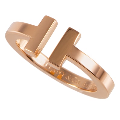 TIFFANY&Co. ティファニー ティファニーT スクエア リング 指輪 14号 K18RG ピンク ゴールド【中古】
